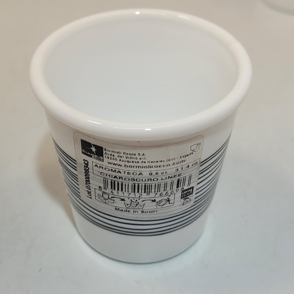Bormioli Rocco 3.25 oz Opal Glass (No Handle) Tea Cups Set of 7 Linee Design NWT - Picture 9 of 16